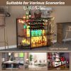3-Tier Wine Bar Cabinet with Storage Shelves - Brown