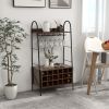 Baker's Rack with Detachable Wine Rack and 5 Rows of Stemware Holder - as show