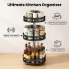 3-Tier Rotating Spice Rack Organizer – Carbon Steel 360° Metal Turntable, Multifunctional Kitchen Seasoning & Condiment Storage Rack
