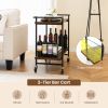 Household Bar Cart with Lockable Wheels and Heavy-Duty Metal Frame - Rustic Brown - Kitchen Supplies