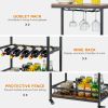 Mobile Kitchen Bar Cart Serving Trolley with Wine Rack - Rustic Brown - Kitchen Supplies