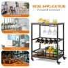 Mobile Kitchen Bar Cart Serving Trolley with Wine Rack - Rustic Brown - Kitchen Supplies