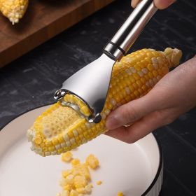 1pc Stainless Steel Corn Stripper Corns Threshing Device Easy Peeling Corn Kerneler Peeler Fruit &amp; Vegetable Tools/Corns Strippe - Silvery