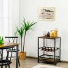 Mobile Kitchen Bar Cart Serving Trolley with Wine Rack - Rustic Brown - Kitchen Supplies