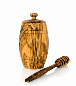 Olive Wood Honey Pot w/Honey Dipper - As shown
