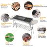 Foldable BBQ Grill Portable Charcoal Barbeque Grill Stainless Steel BBQ Grill For Picnic Camping Backyard Cooking - Silver