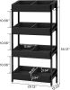 Wood Fruit and Vegetable Basket Stand Rack for Kitchen, Office, Store, Supremarket, Pantry Shelf Unit for Snacks - Black