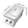 Double Grilling Side Burners, 2 x 15,000BTU Liquid Propane Side Burner for Outdoor Kitchen, Convertible to Natural Gas