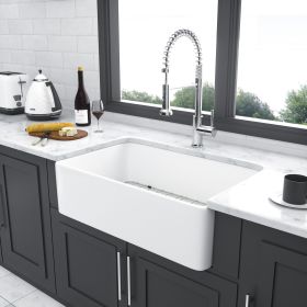 33 White Farmhouse Sink - 33 Inch Kitchen Sink Apron Front Ceramic Single Bowl Farmer Sink Basin - as Pic