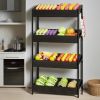 Wood Fruit and Vegetable Basket Stand Rack for Kitchen, Office, Store, Supremarket, Pantry Shelf Unit for Snacks - Black