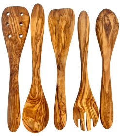 Olive Wood Kitchen Servers Set -5 pcs - As shown