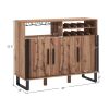 Home Wine Bar Cabinet with 3 Doors and Adjustable Shelves - Brown