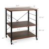 Kitchen Helper Oven Storage Cart 3-Tier Kitchen Baker's Rack With Hooks - Rustic Brown - 23.5'' x 16'' x 29''