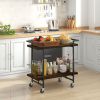 Household Bar Cart with Lockable Wheels and Heavy-Duty Metal Frame - Rustic Brown - Kitchen Supplies