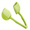 1pc Tomato Slicer Holder; Lemon Cutter; Round Fruits Vegetable Cutting Tools; Handheld Multi Purpose Tongs; Kitchen Gadget - Green