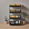 Wood Fruit and Vegetable Basket Stand Rack for Kitchen, Office, Store, Supremarket, Pantry Shelf Unit for Snacks - Black