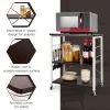 Kitchen Helper Oven Storage Cart 3-Tier Kitchen Baker's Rack With Hooks - Deep Brown - 23.5'' x 16'' x 29''