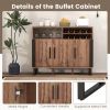 Home Wine Bar Cabinet with 3 Doors and Adjustable Shelves - Brown