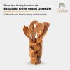 Olive Wood Kitchen Servers Set w/Holder -6 Pcs - As shown