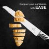 CHUSHIJI Bread Knife, Bread Knife for Homemade Bread, Razor-Sharp Serrated Bread Knife 12 Inch Well-Crafted Iridescent Seamless Ergonomically - Black