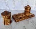 Olive Wood Canisters Set - 2-canister set plus base