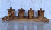 Olive Wood Canisters Set - 4-canister set plus base