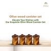 Olive Wood Canisters Set - 2-canister set plus base