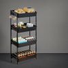 Wood Fruit and Vegetable Basket Stand Rack for Kitchen, Office, Store, Supremarket, Pantry Shelf Unit for Snacks - Black