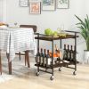 Household Bar Cart with Lockable Wheels and Heavy-Duty Metal Frame - Rustic Brown - Kitchen Supplies