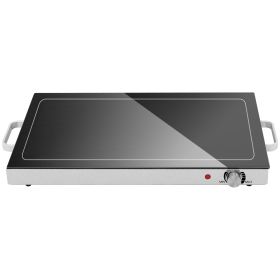 Food Warmer with Adjustable Temperature, Electric Warming Tray with Cool-Touch Handles for Parties, Buffets, Black - Black