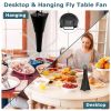 2 Pack Portable Reflective Fly Repellent Fan Rechargeable Battery Powered Table Food Fly Trap With Pattern Soft-Stop Blade Hanging Hook Indoor Outdoor