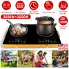 7000W Electric Double Ceramic Stove Electric Cooktop Hot Plate Infrared Countertop Burner 3500W+3500W With 11 Power Levels 0-4H Timer Portable Handle