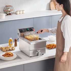 Commercial Electric Deep Fryer Countertop Deep Fryer 1500W 11.6Qt 11L (Option: Silver)