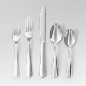 20-Piece Teagan Flatware Set, Silver Stainless Steel Utensils, Service For 4 (Option: StainlessSteel)